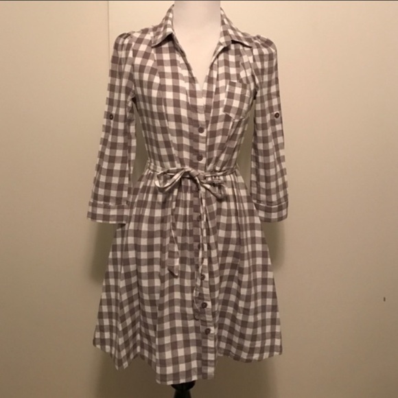 Ark & Co. Plaid‎ Shirt Dress tie waist midi classic - Picture 2 of 11